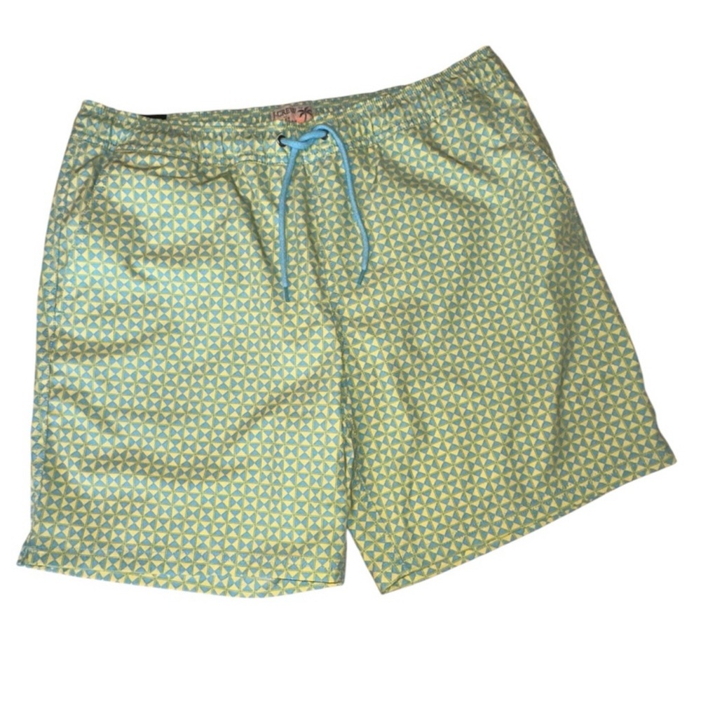 J. Crew Geometric Green Swim Trunks